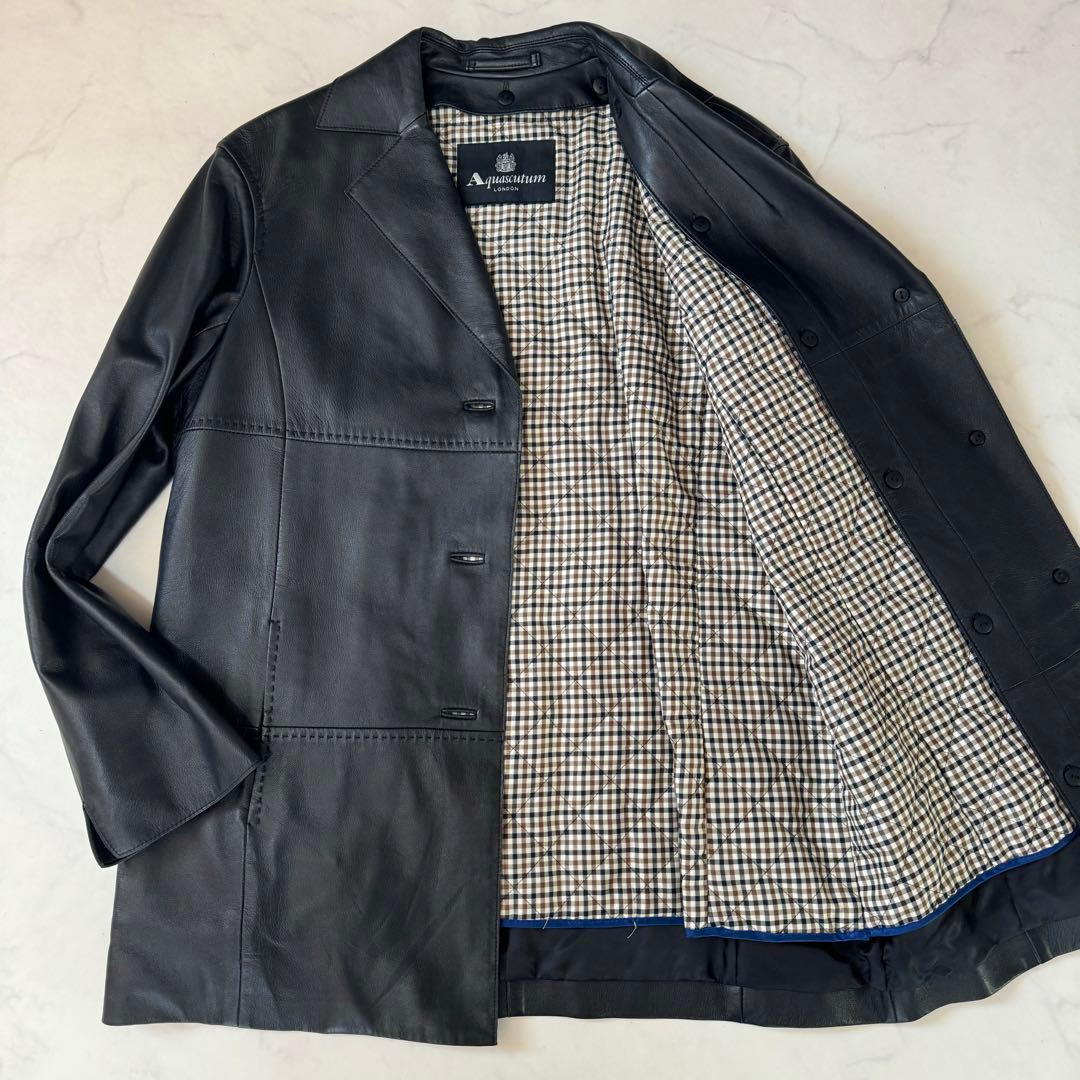 ✨極美品✨アクアスキュータム ラムレザー コート 中綿キルティングライナー L