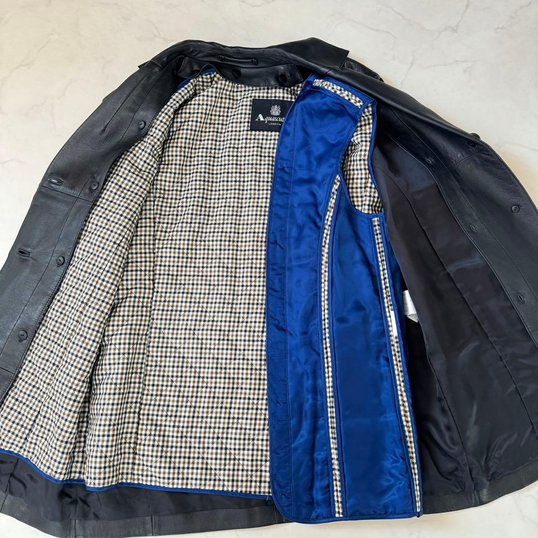 ✨極美品✨アクアスキュータム ラムレザー コート 中綿キルティングライナー L