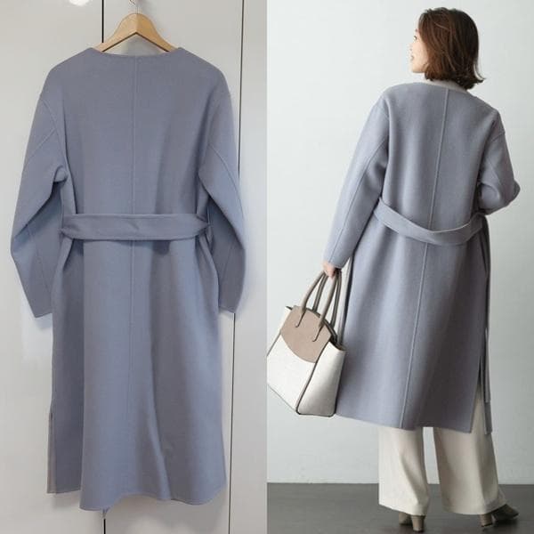 みにもも ROSSO■リバーシブルウールヤクノーカラーリバーコート