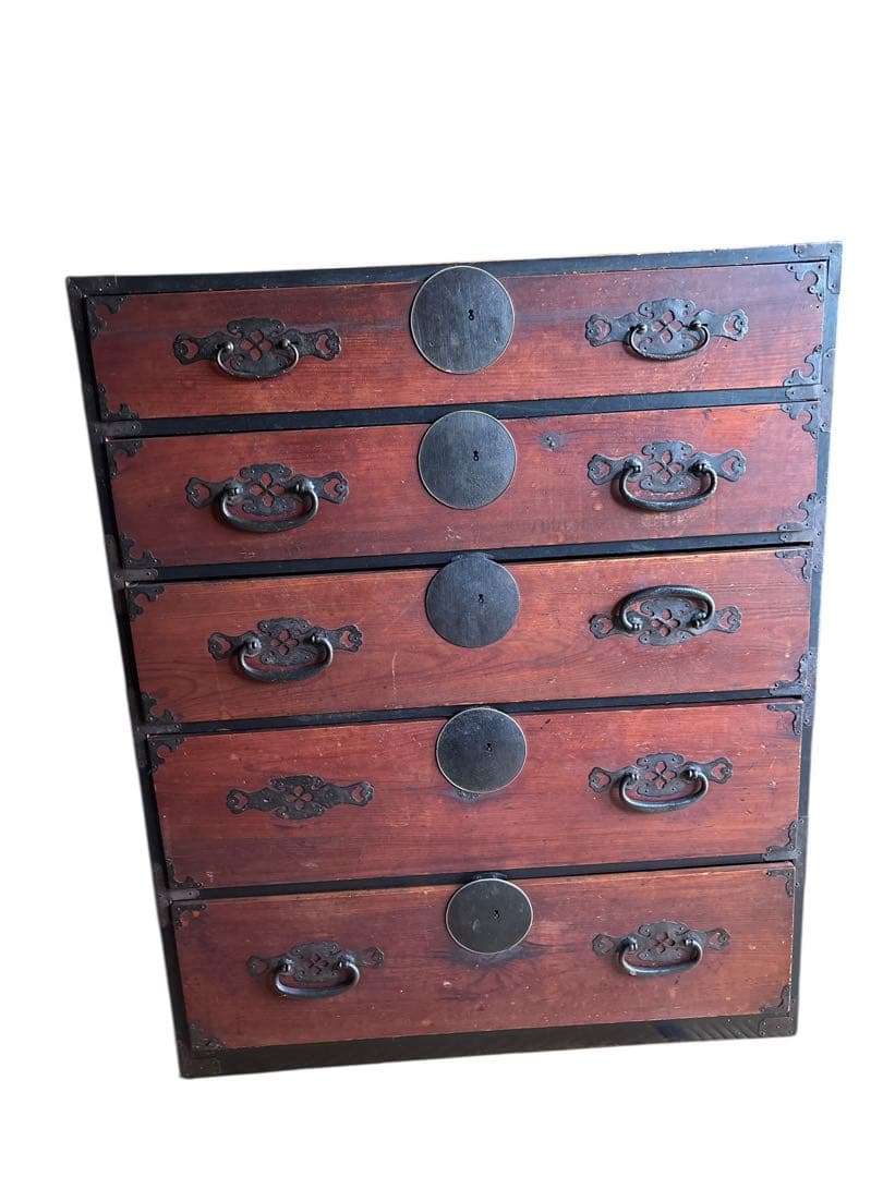 木製箪笥 引き出し昭和レトロ 古家具 5段引き出し箪笥 和箪笥 ビンテージ