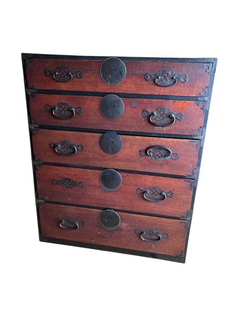 木製箪笥 引き出し昭和レトロ 古家具 5段引き出し箪笥 和箪笥 ビンテージ