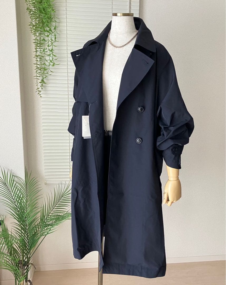 【新品】【2024SS】IENA PE/ポプリンオーバートレンチコート ネイビー