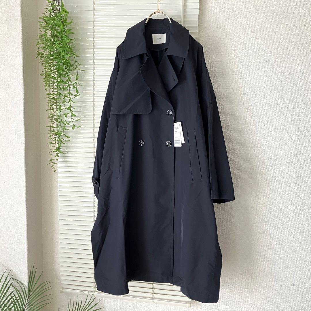 【新品】【2024SS】IENA PE/ポプリンオーバートレンチコート ネイビー