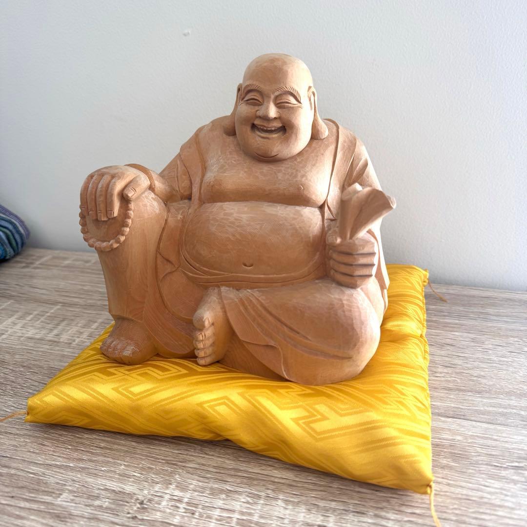 布袋様 木彫り 置物 布袋さん 七福神 金運アップ 商売繁盛