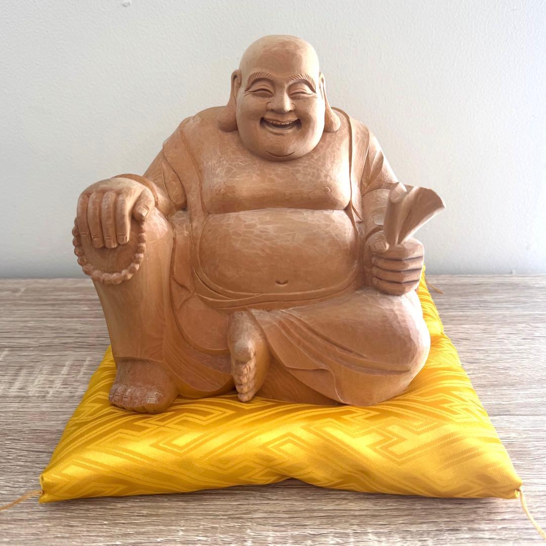 布袋様 木彫り 置物 布袋さん 七福神 金運アップ 商売繁盛