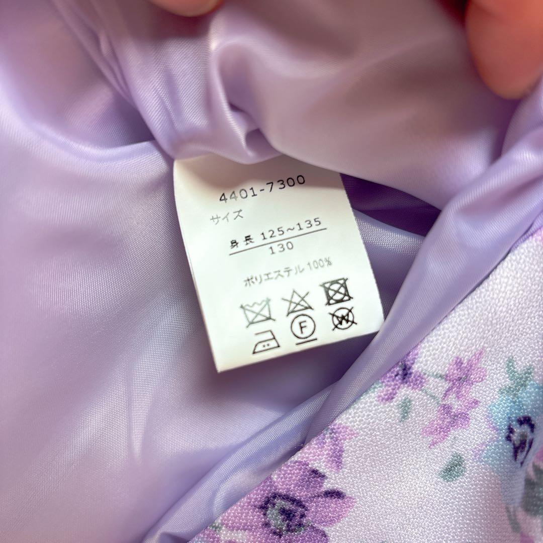 みーELLE 紫フラワープリントドレス＆黒ジャケット　卒園式　入学式