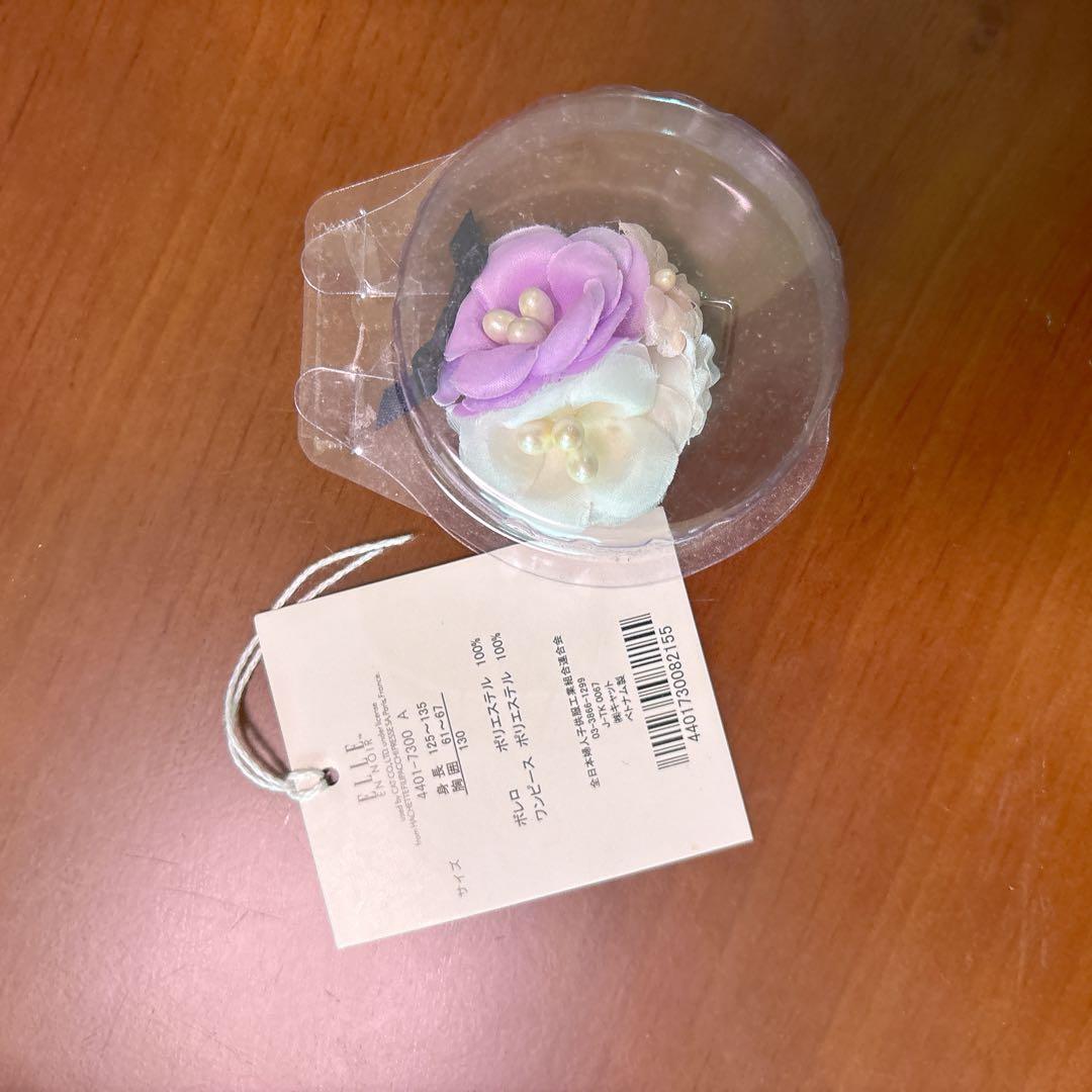 みーELLE 紫フラワープリントドレス＆黒ジャケット　卒園式　入学式