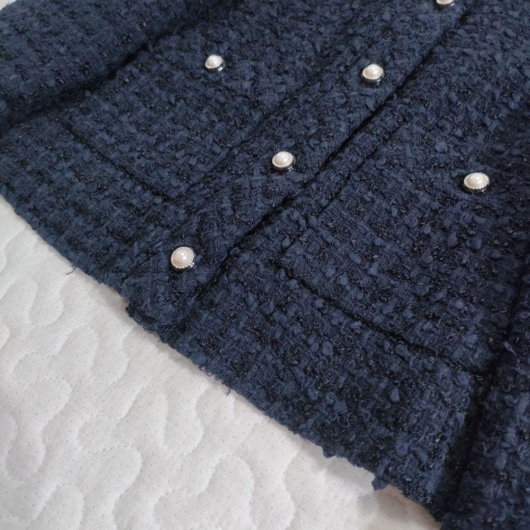 ハンガー付き美品✨FOXEY　パールボタンツイードジャケット　ネイビー　38