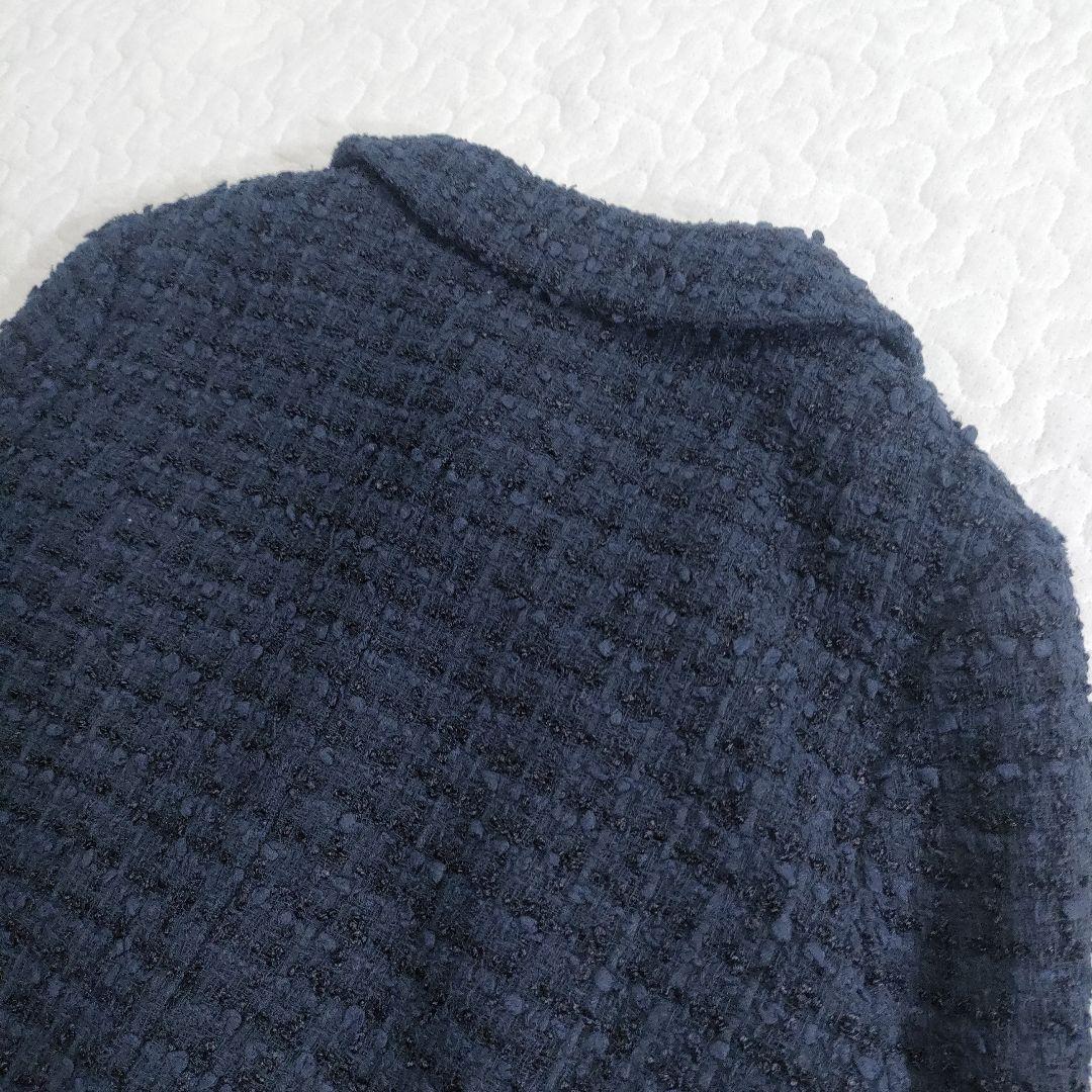 ハンガー付き美品✨FOXEY　パールボタンツイードジャケット　ネイビー　38