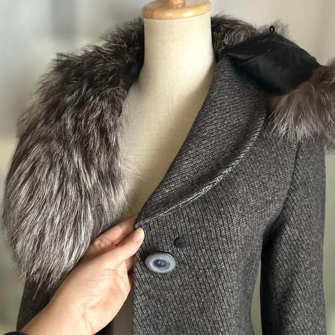 美品　富和　柔らかいカシミヤ100% 美しいシルエット　ワンピース 風コート