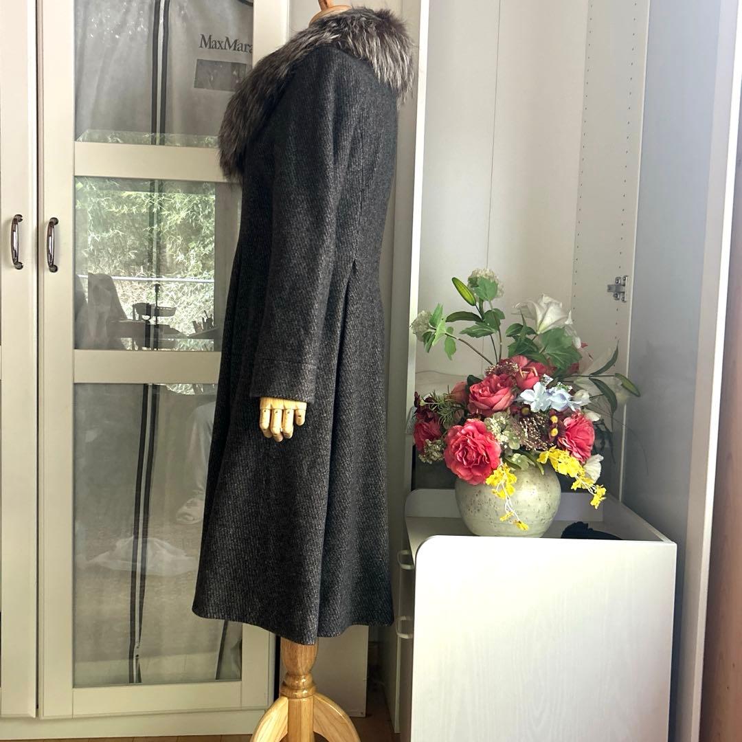 美品　富和　柔らかいカシミヤ100% 美しいシルエット　ワンピース 風コート