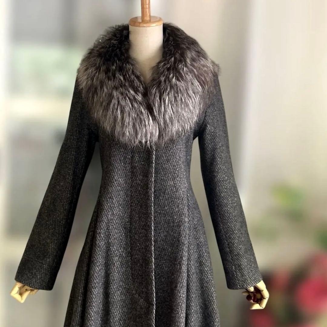 美品　富和　柔らかいカシミヤ100% 美しいシルエット　ワンピース 風コート