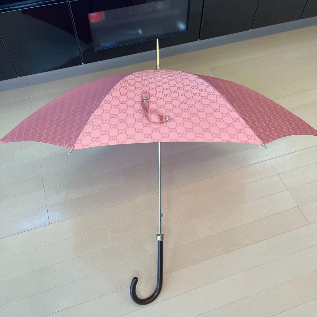 未使用品グッチGUCCI傘　長傘レイングッズ長靴GG柄GGモノグラム収納袋付き未