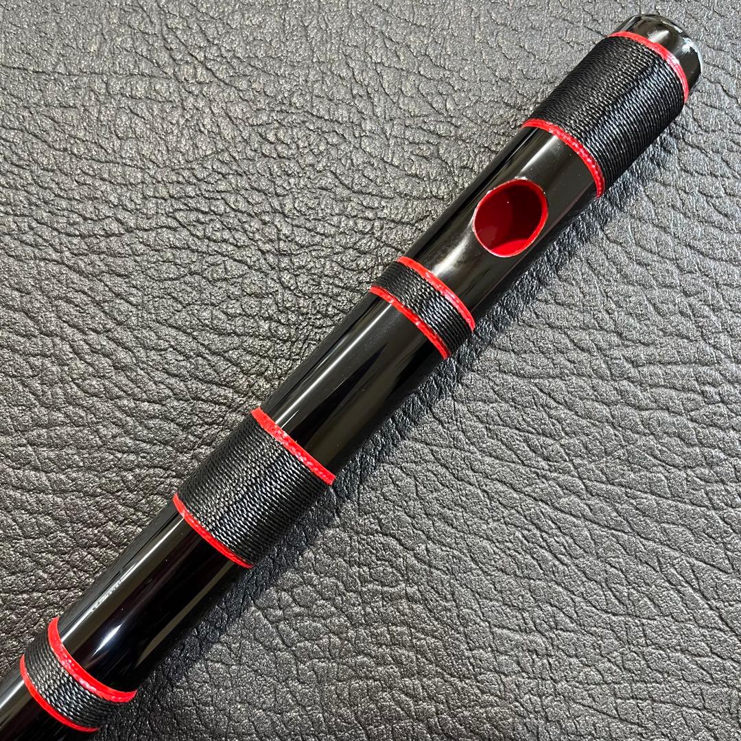 秋祭り！ 黒×黒糸×赤縁取り 篠笛 古典調 七孔六本調子 横笛 祭り お囃子