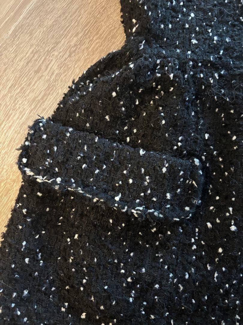 René 黒 ノースリーブ ワンピース 36 ツイード