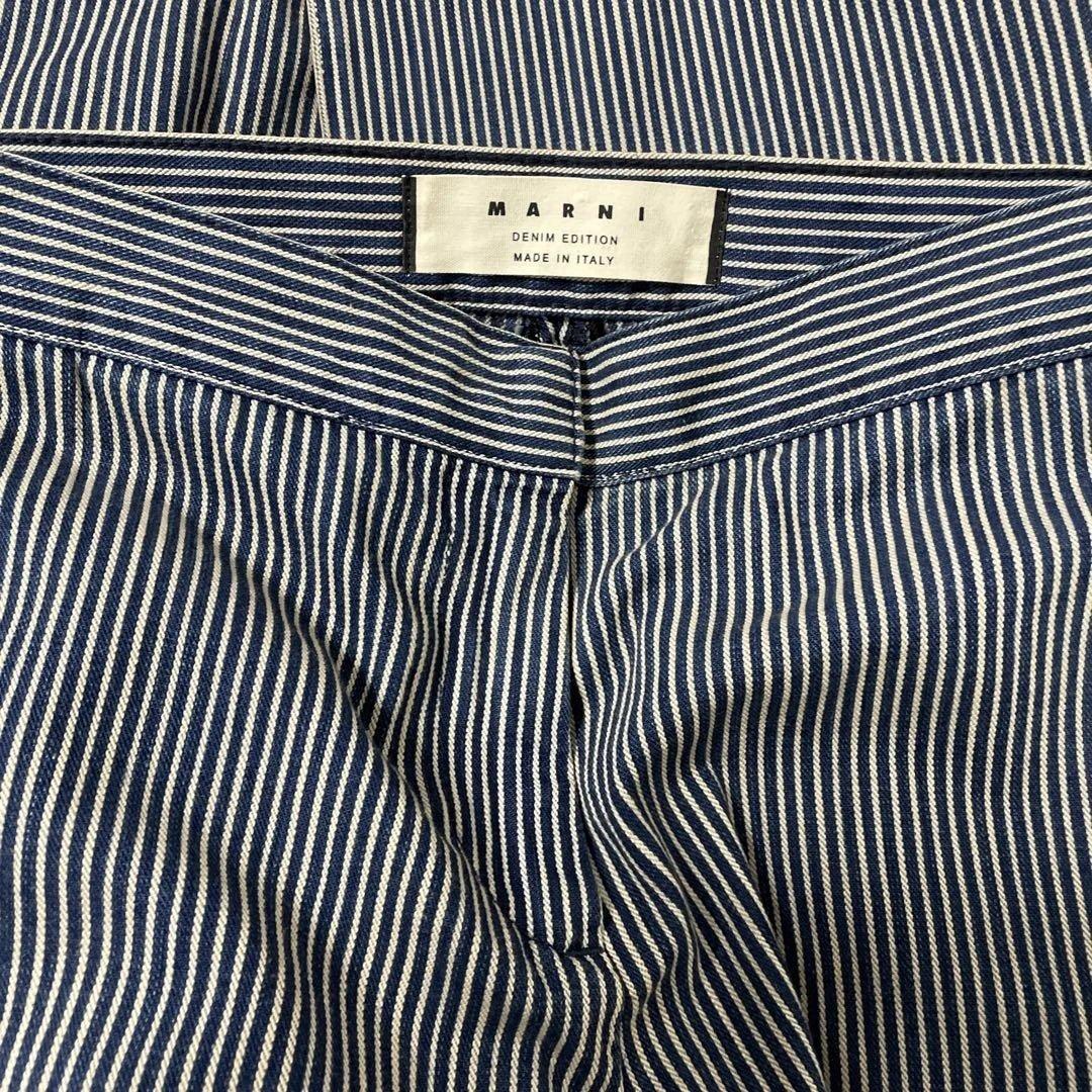 MARNI ストライプ デニム 七部袖テーラードジャケットパンツスーツ　希少