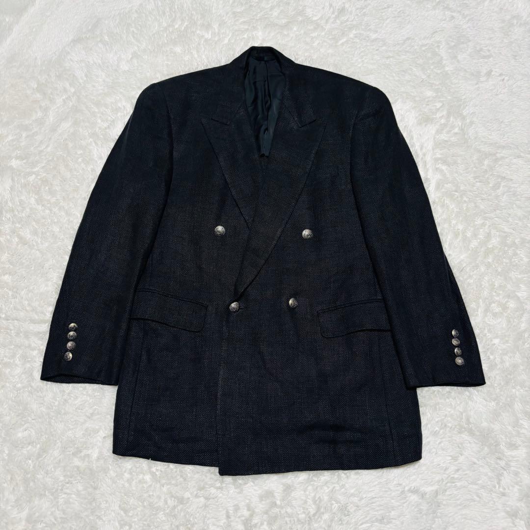 希少 90's ディオール テーラードジャケット ダブル リネン メタルボタン