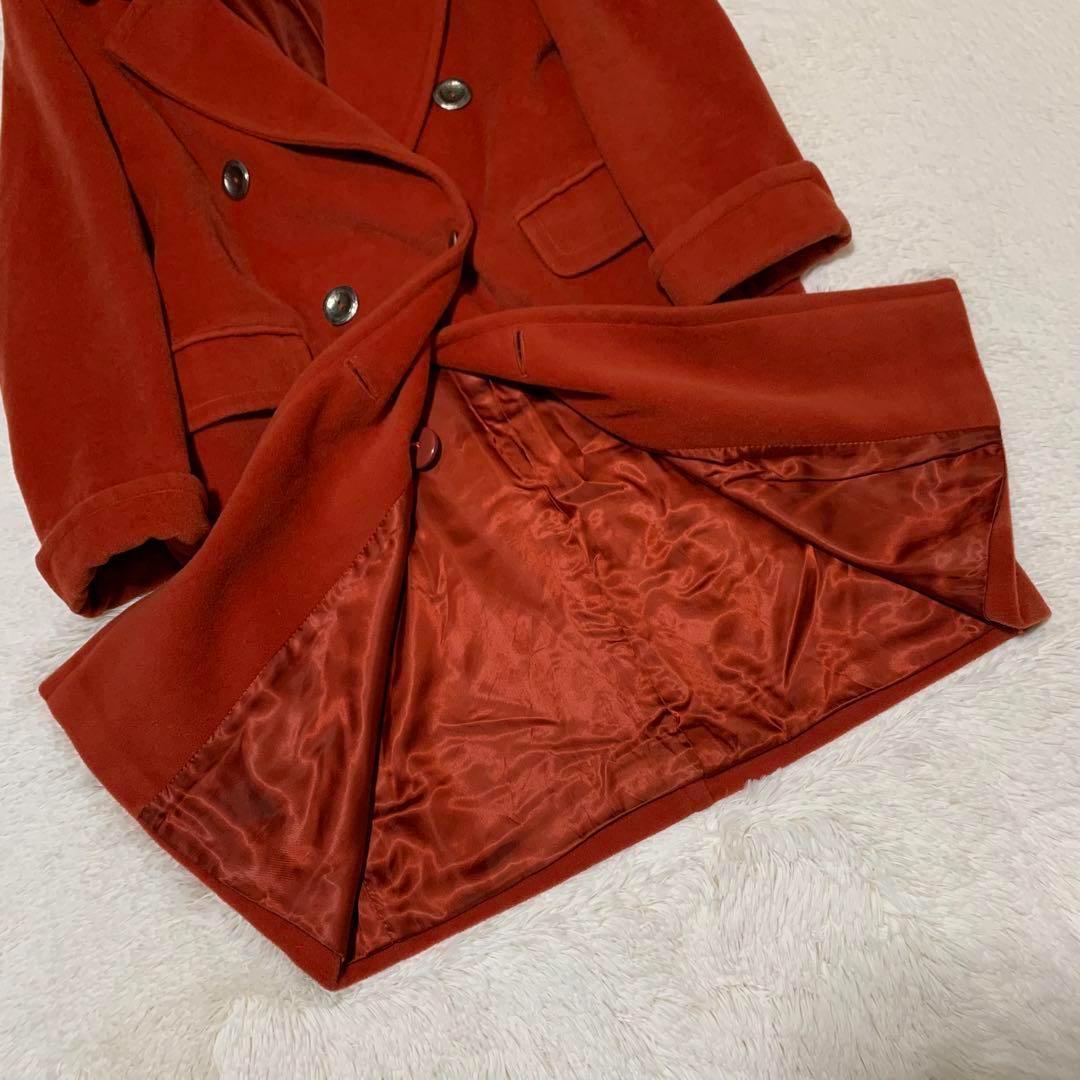 極美品　マックスマーラ　バージンウール　ロングコート　白タグ　M レッド