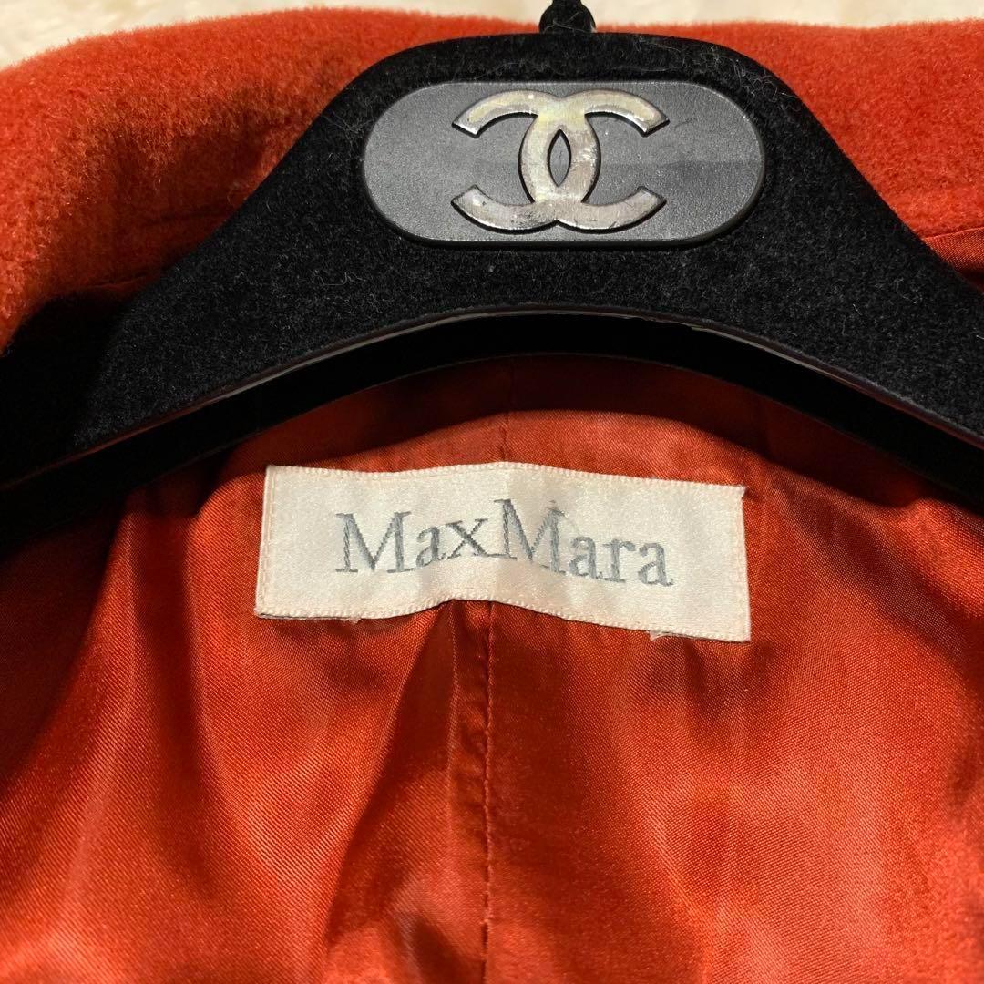 極美品　マックスマーラ　バージンウール　ロングコート　白タグ　M レッド