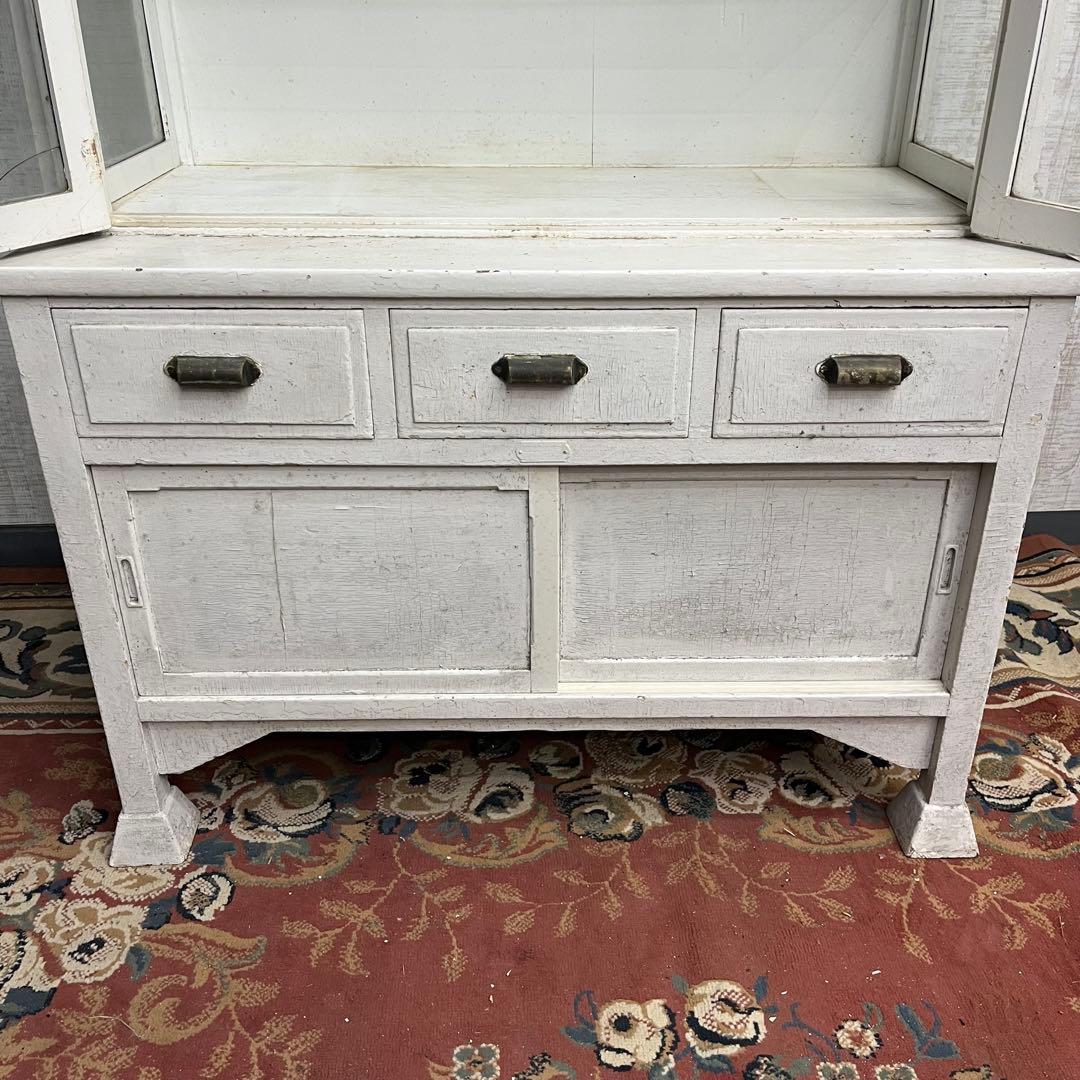 【アンティーク】ドクターキャビネット 医療棚 飾り棚 シャビー ガラス 古家具