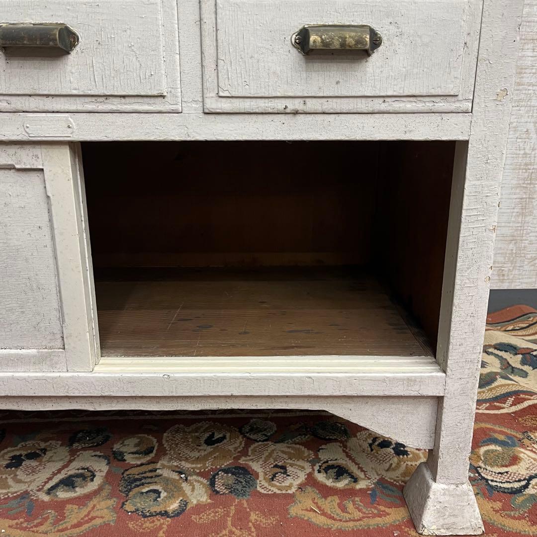 【アンティーク】ドクターキャビネット 医療棚 飾り棚 シャビー ガラス 古家具