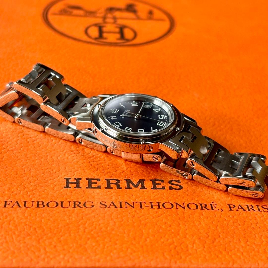 【HERMES】✨極美品✨ エルメス クリッパー レディース 腕時計 ネイビー