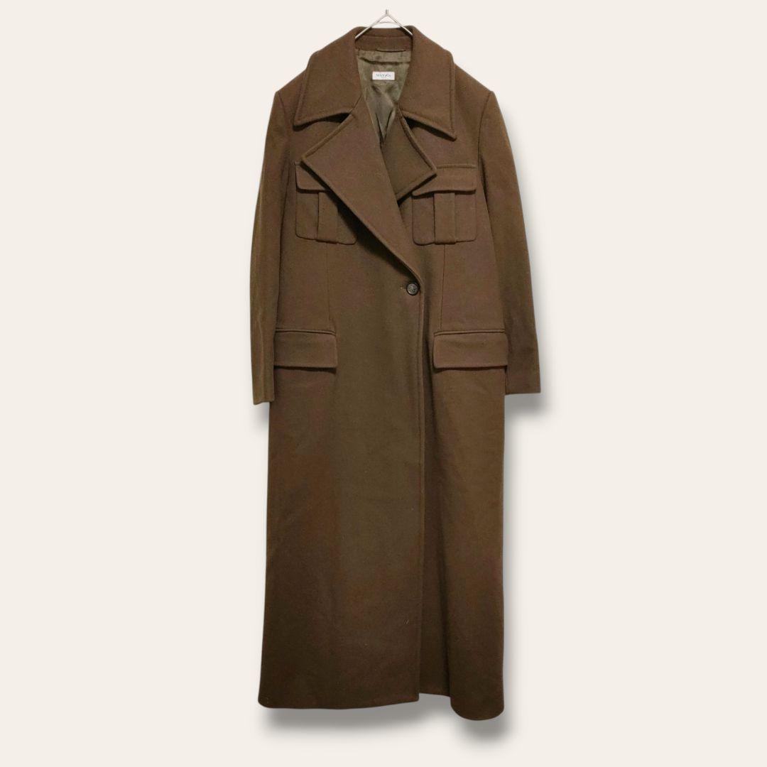 【マックスアンドコー】ロングチェスターコート　ブラウン　40　かっちりめ　シック