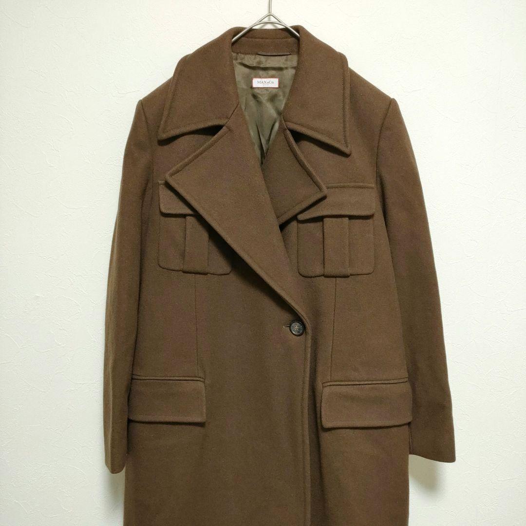 【マックスアンドコー】ロングチェスターコート　ブラウン　40　かっちりめ　シック
