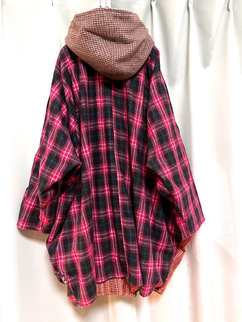 EL RODEO 異素材パッチワークウールコート 大きいサイズ オーバーサイズ