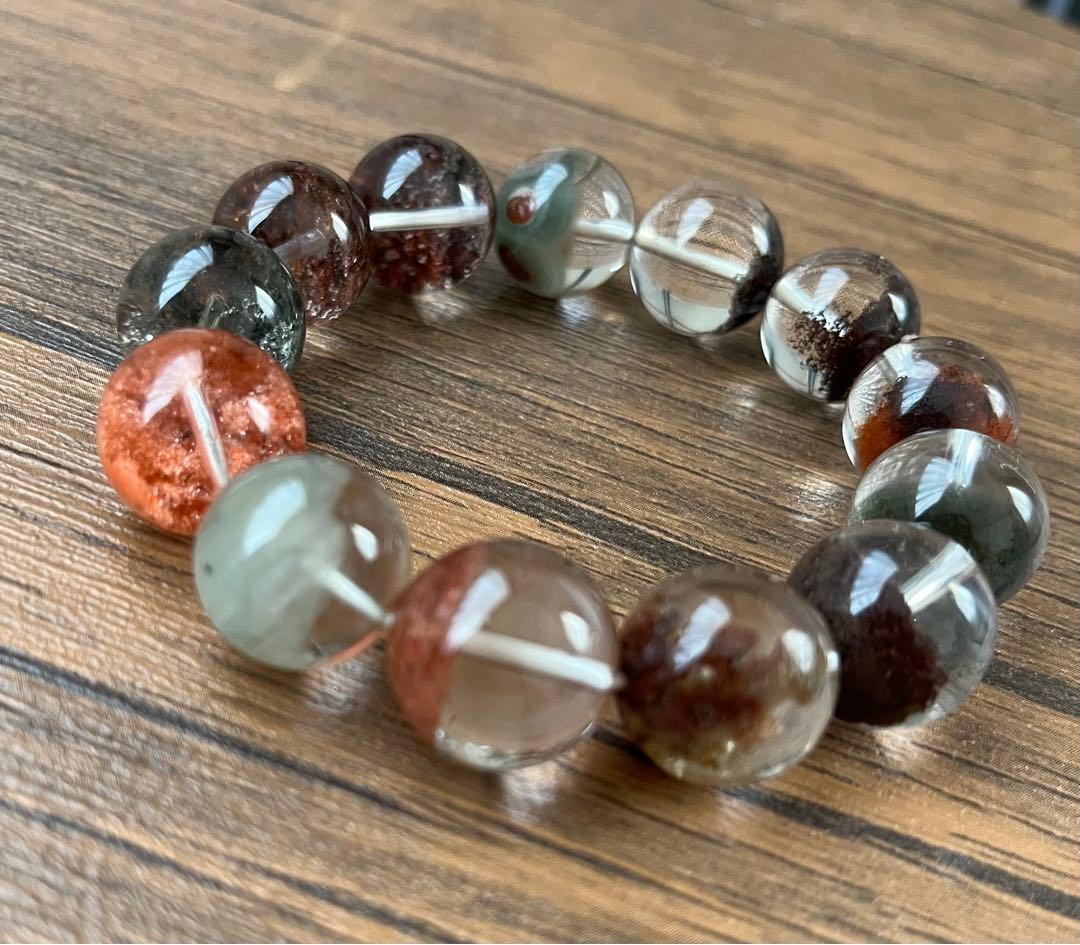 マ*ー様 四季　ガーデン　クォーツ 庭園水晶　大玉　ブレスレット　天然石　ストー