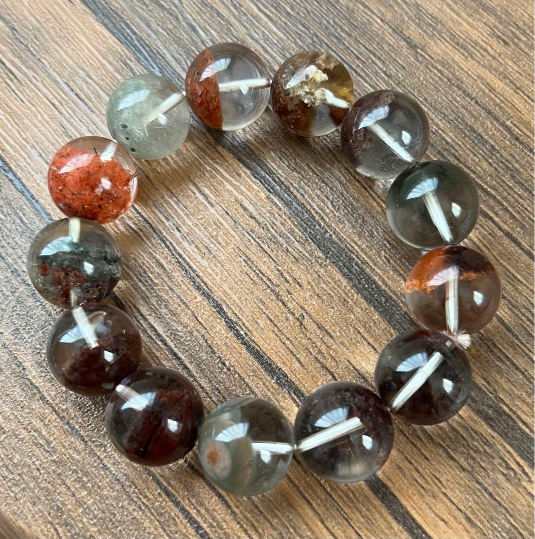 マ*ー様 四季　ガーデン　クォーツ 庭園水晶　大玉　ブレスレット　天然石　ストー