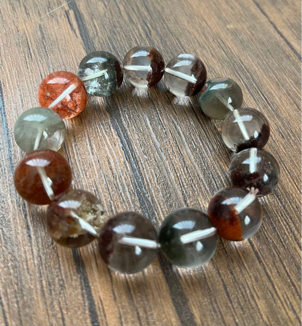 マ*ー様 四季　ガーデン　クォーツ 庭園水晶　大玉　ブレスレット　天然石　ストー