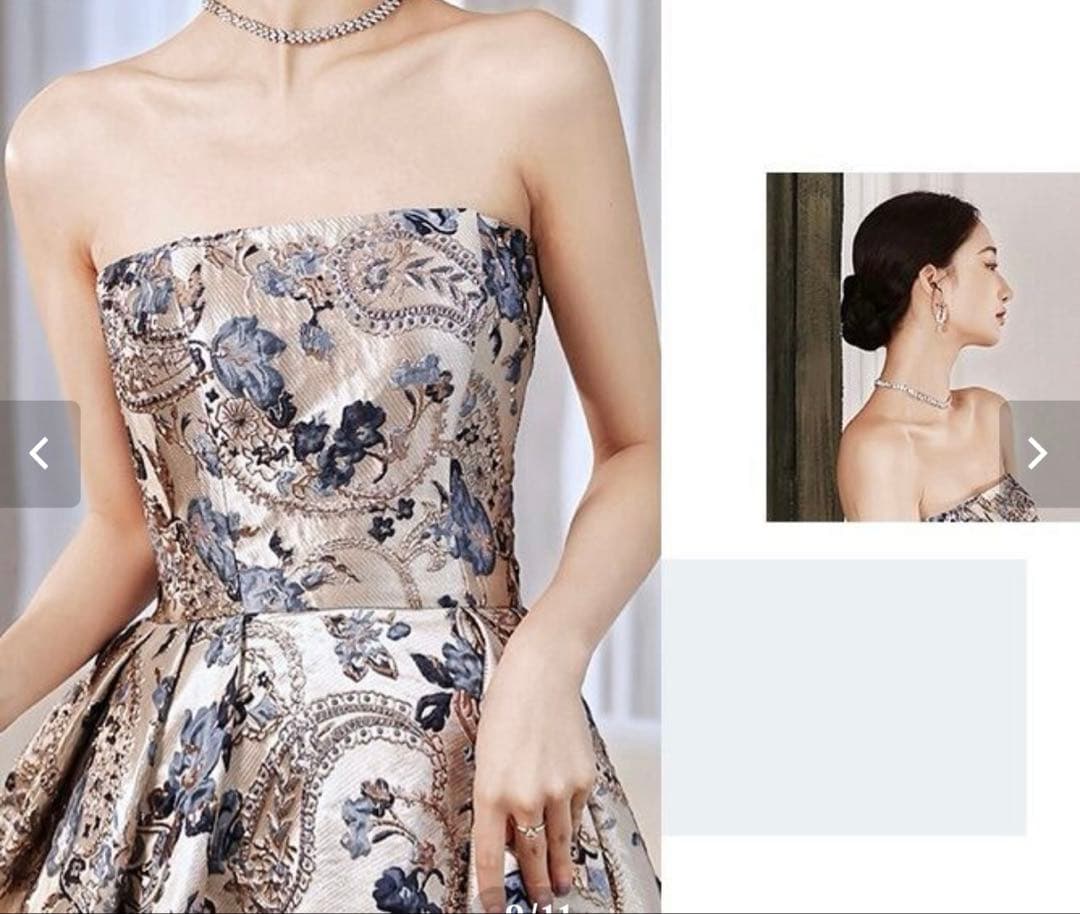 フラワージャガードドレス　Lサイズ　ウェディングドレス　前撮り