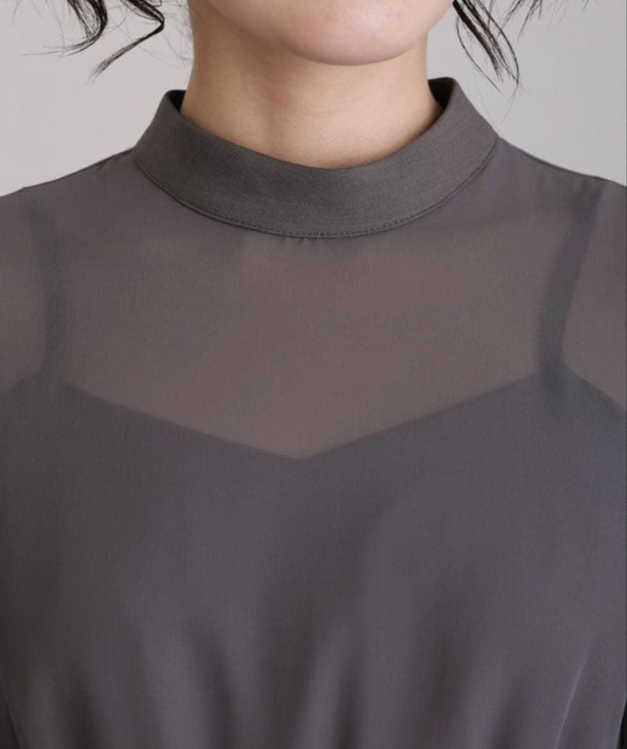 新品 シースルー パーティードレス ジレ付き