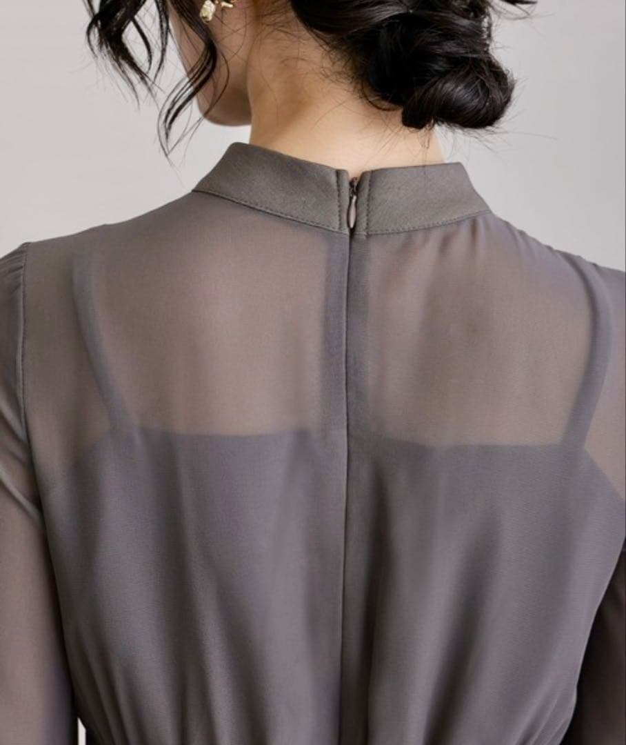 新品 シースルー パーティードレス ジレ付き