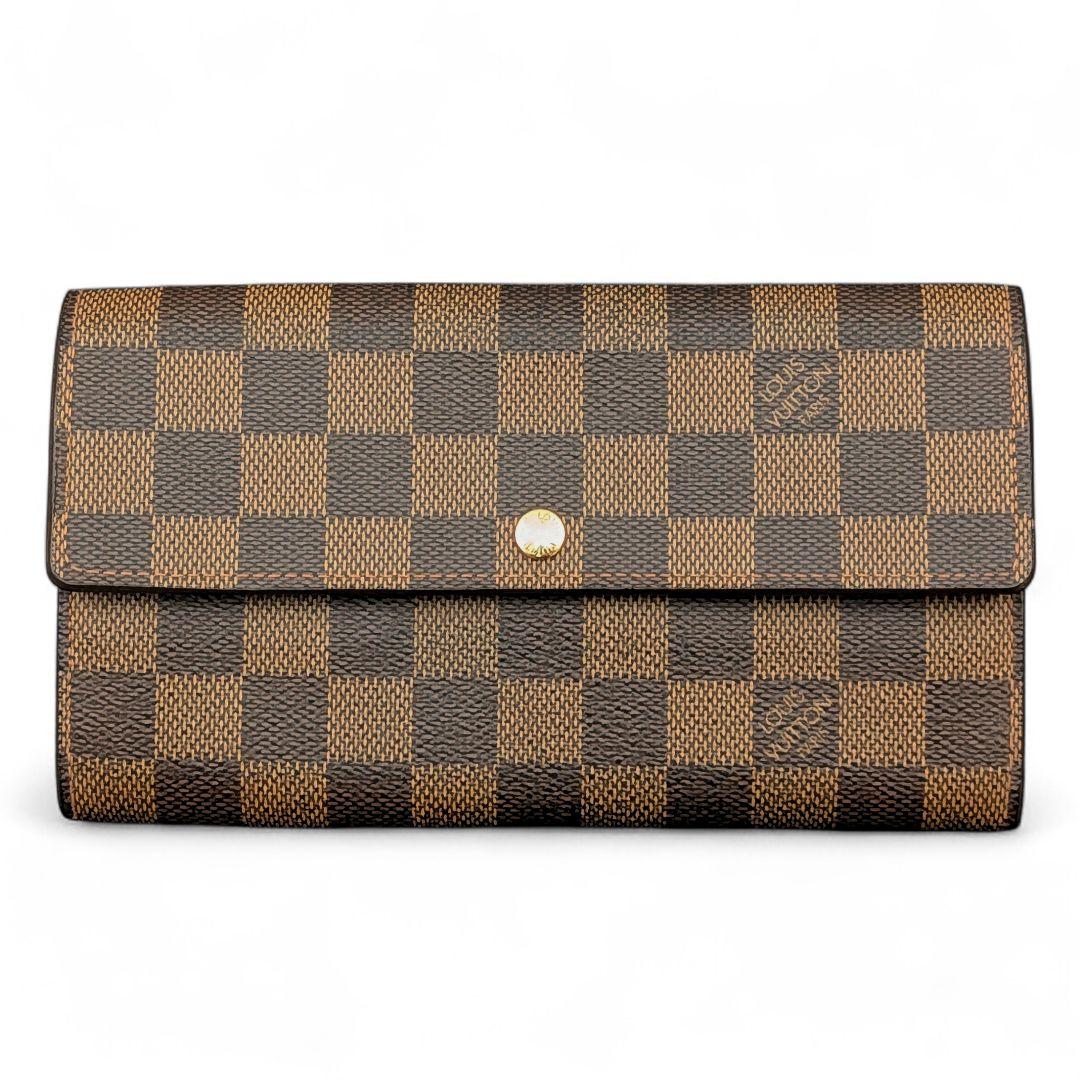 【美品】ルイヴィトン ダミエ エベヌ ポシェット ポルトモネ クレディ 長財布
