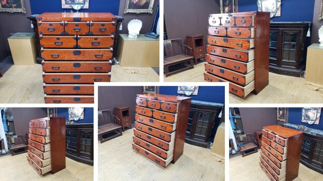 oko　E3　鍵付き 2分割 時代箪笥