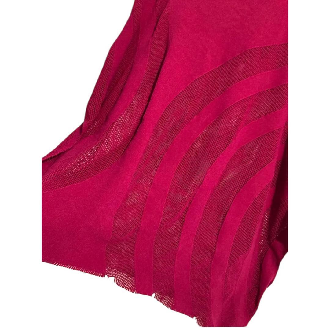 me ISSEY MIYAKE アシンメトリー　メッシュトップス　ピンク