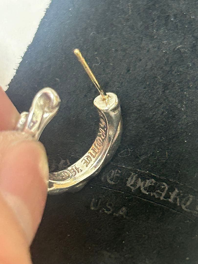 美品 クロムハーツ スクロールフープ ピアス インボイス原本