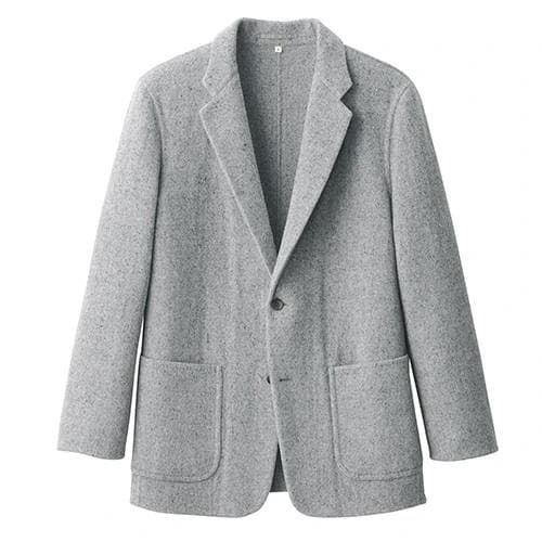 MUJI Labo カシミヤ混ジャケット L ライトグレー