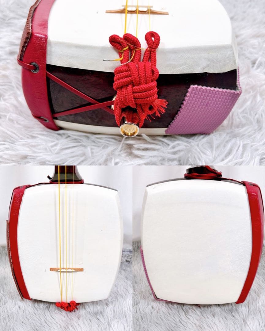 津軽三味線　高級花林材　太棹　東さわり　本皮　皮破れなし　撥付き