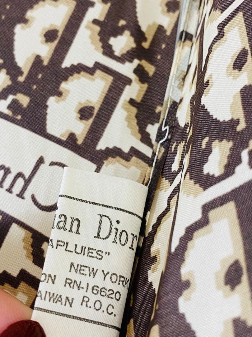 8618. Christian Dior 折りたたみ傘 トロッター柄 雨傘