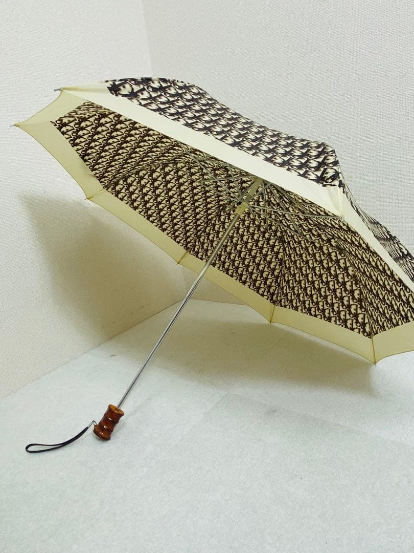 8618. Christian Dior 折りたたみ傘 トロッター柄 雨傘