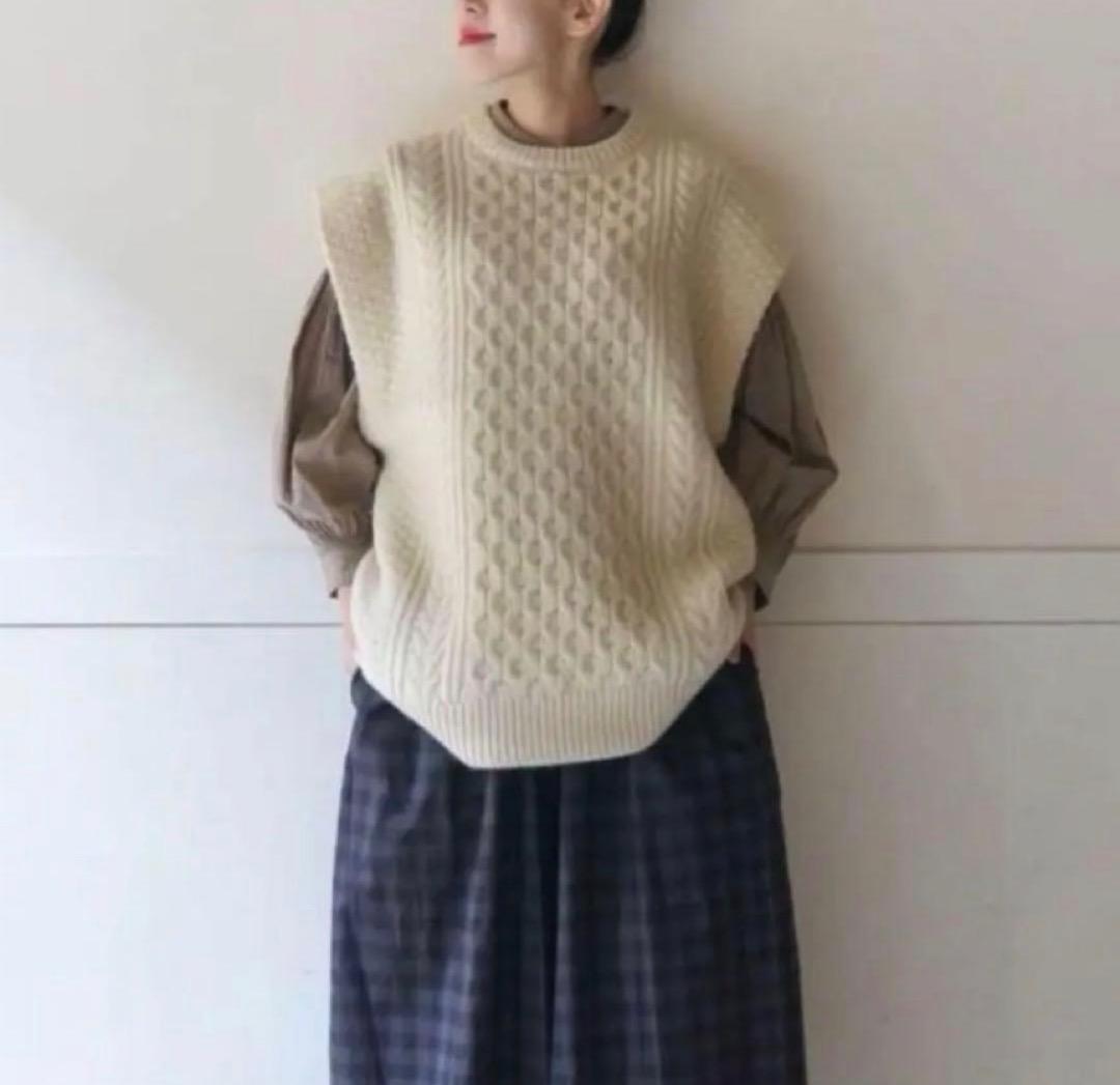 極美品♪ジャーナルスタンダードラックス◆アランアミクルーネックベスト　ケーブル