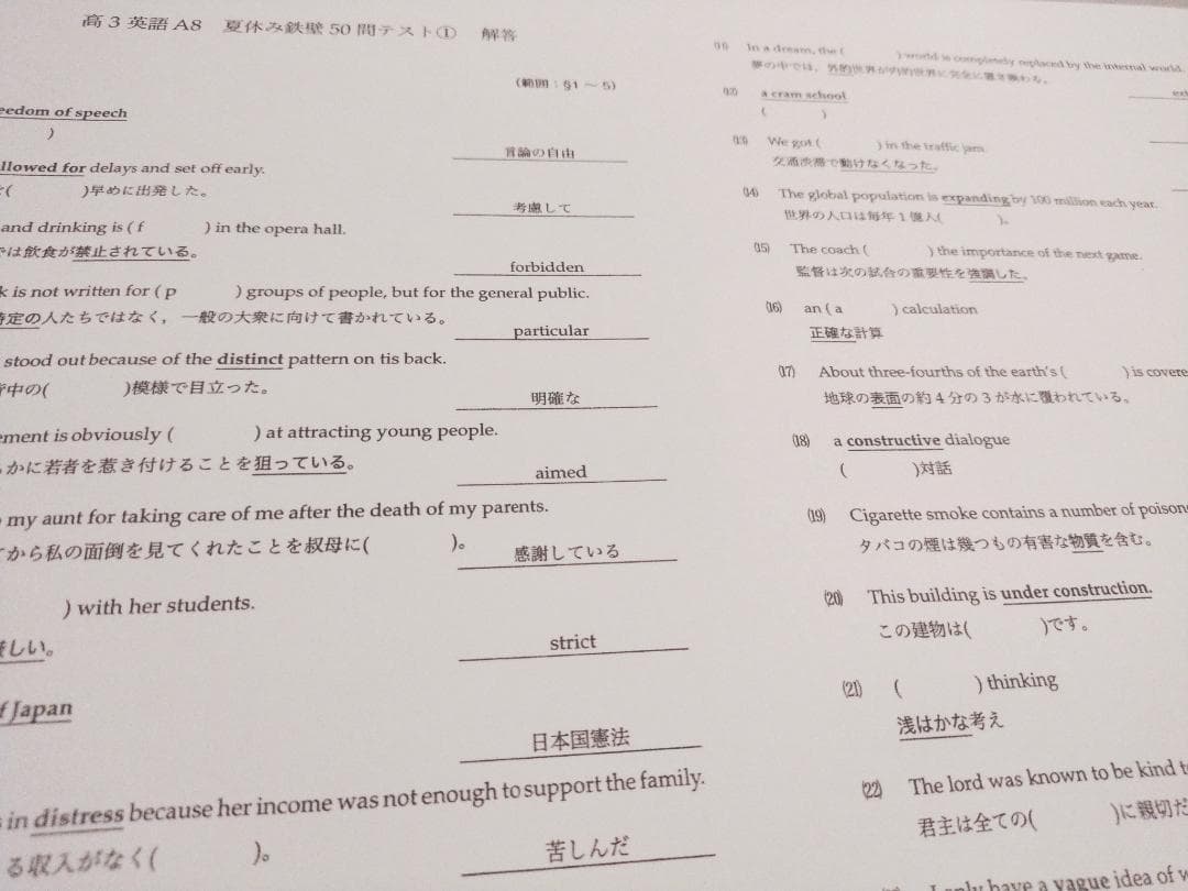 鉄緑会による高3英語A　夏休み鉄壁50問テスト1740問↑　駿台　河合塾　東進
