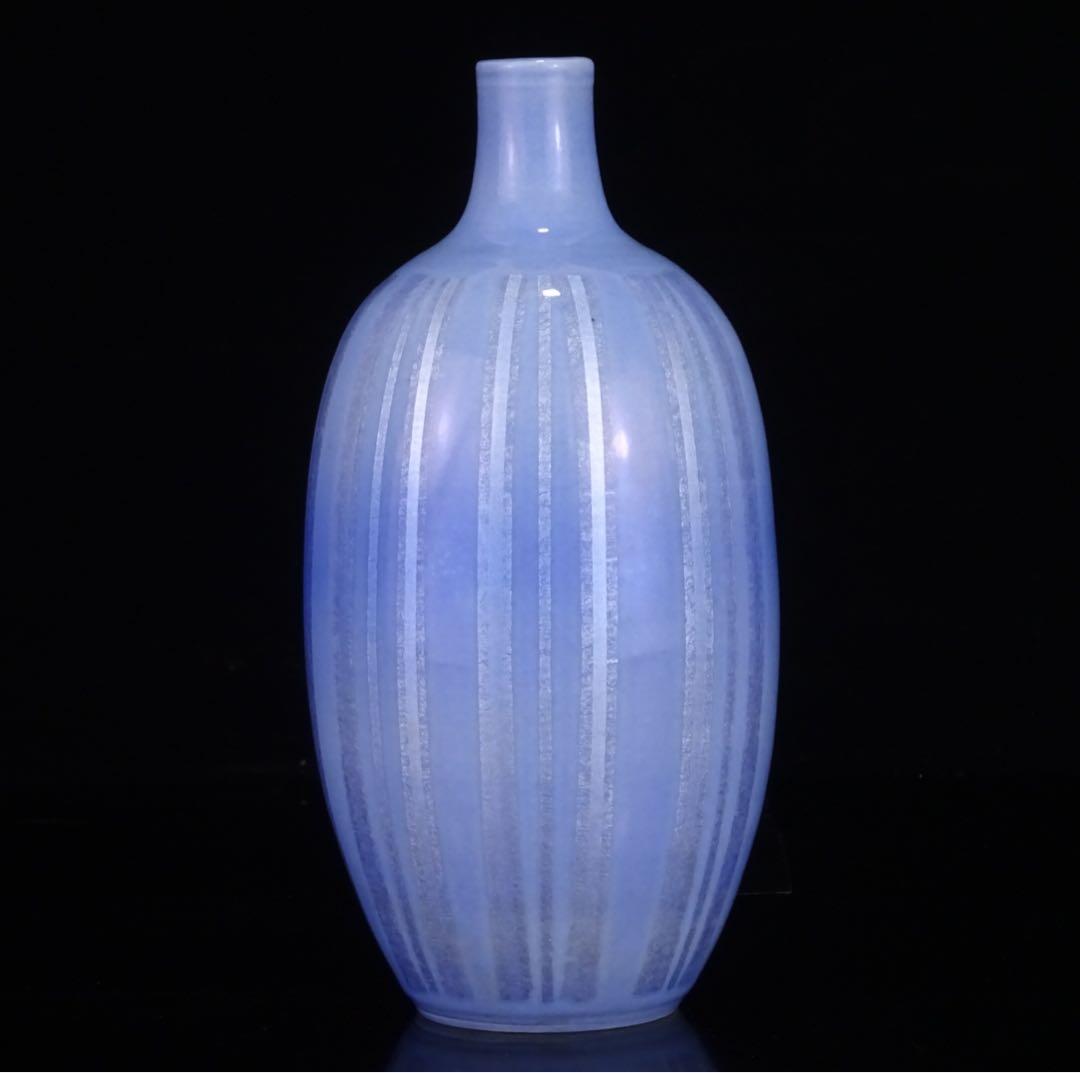 九谷焼　人間国宝　中田一於　釉裏銀彩　草花文　花入　共箱　花瓶　壷　花器