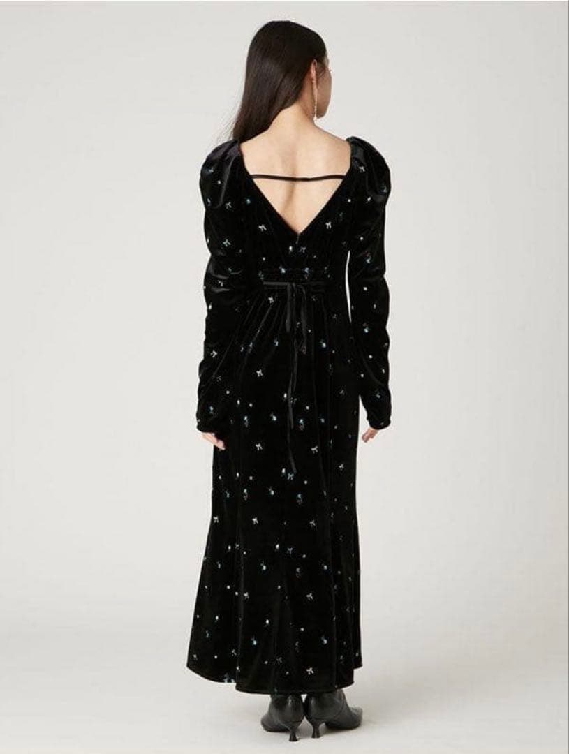 【maki】ブラック ベルベット ワンピース