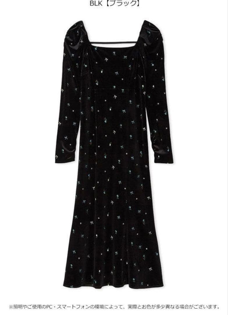 【maki】ブラック ベルベット ワンピース