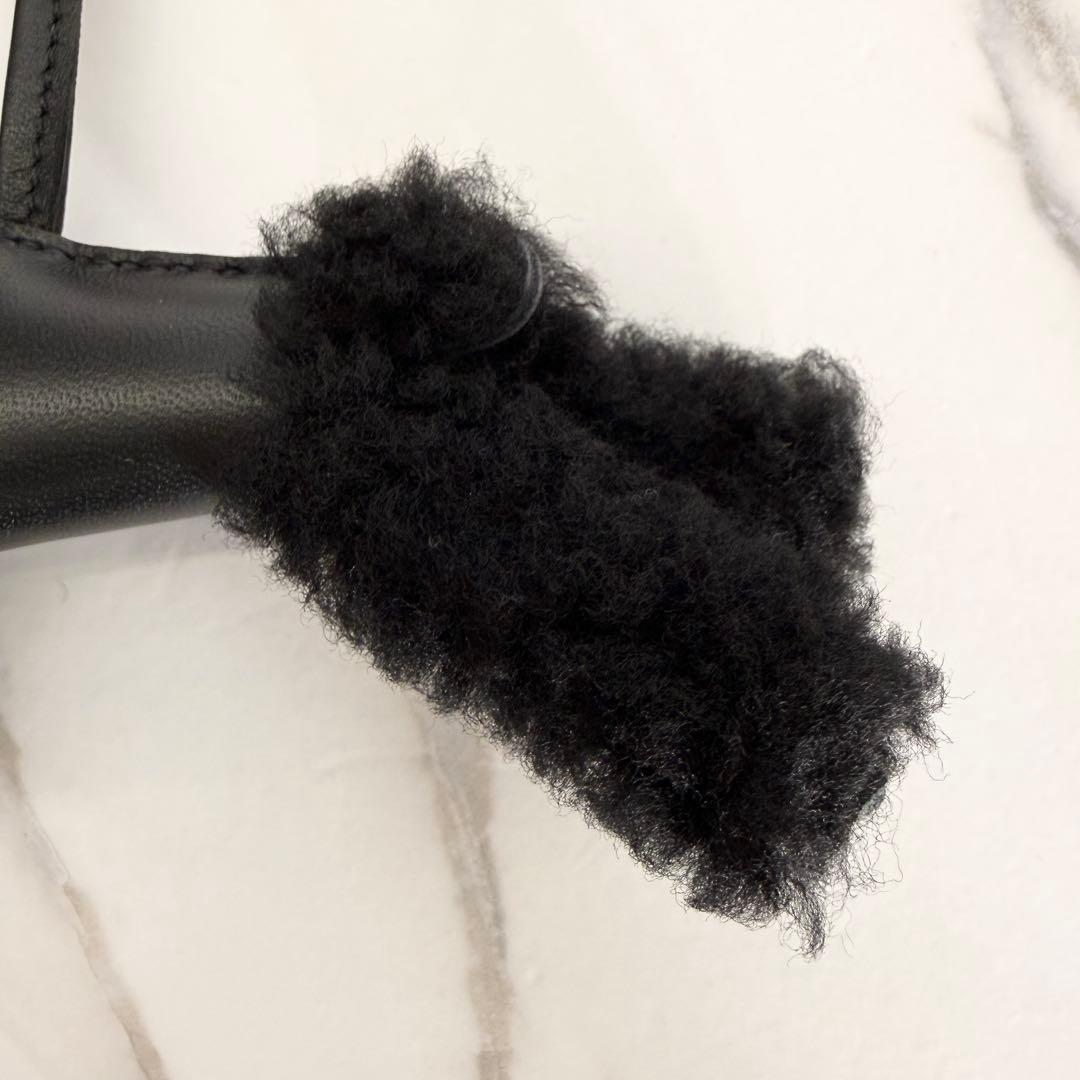 【新品未使用】エルメス バディ チャーム ブラック ムートン W刻印