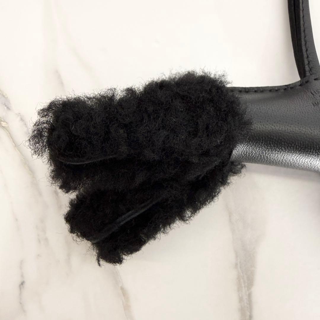 【新品未使用】エルメス バディ チャーム ブラック ムートン W刻印